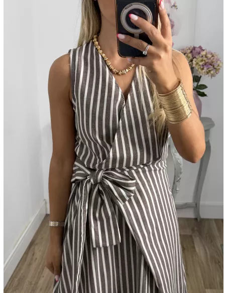 Vestido rayas chocolate