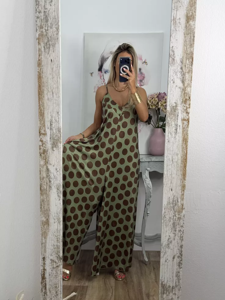 Mono licra fría lunares verde y choco