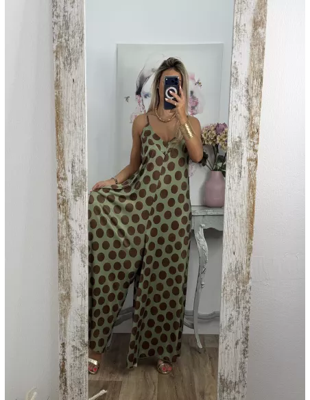 Mono licra fría lunares verde y choco