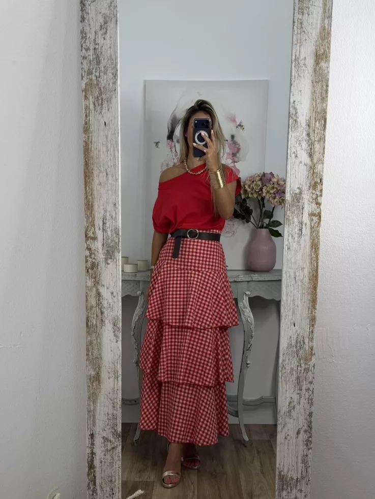 Falda Ginebra de cuadros rojo