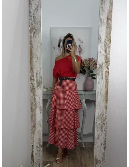 Falda Ginebra de cuadros rojo