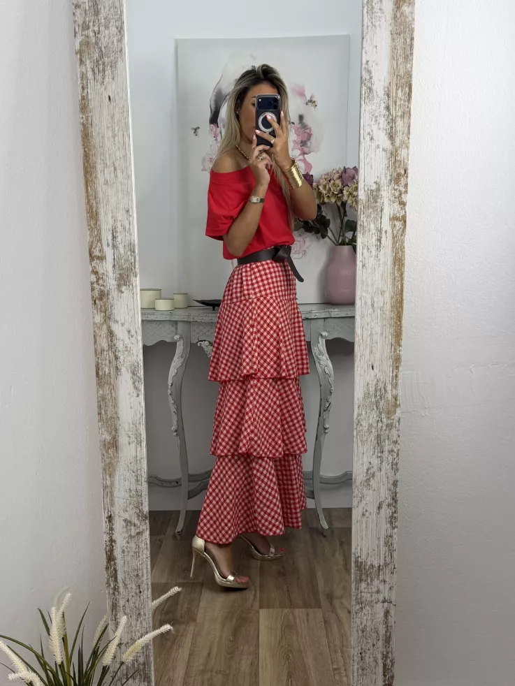 Falda Ginebra de cuadros rojo