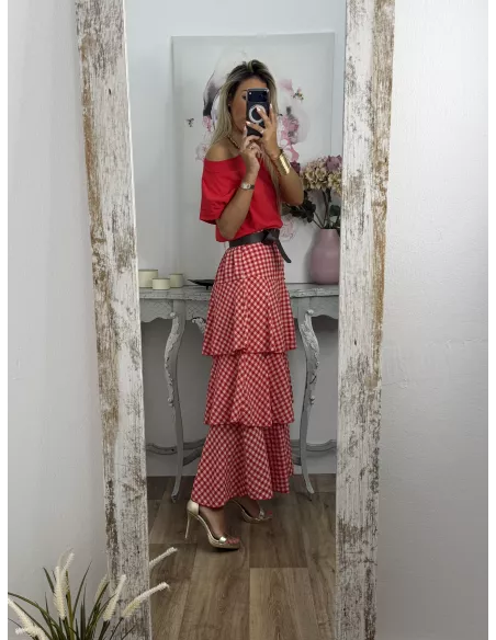 Falda Ginebra de cuadros rojo