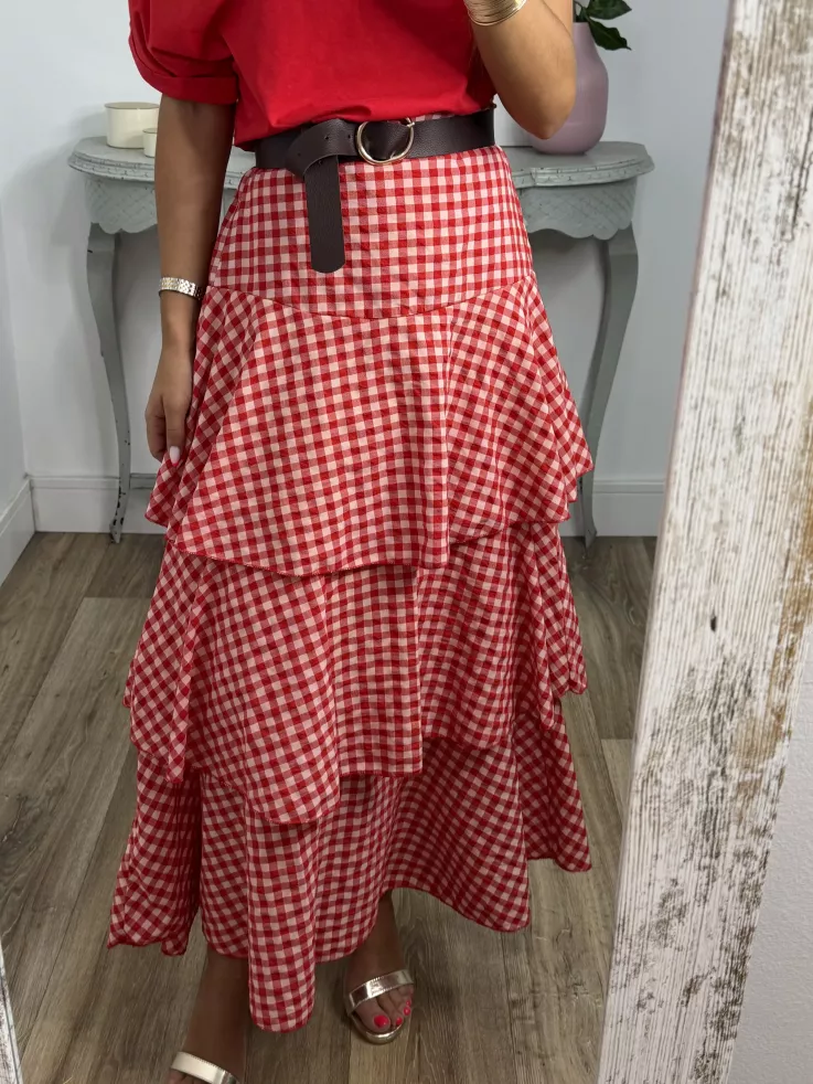 Falda Ginebra de cuadros rojo