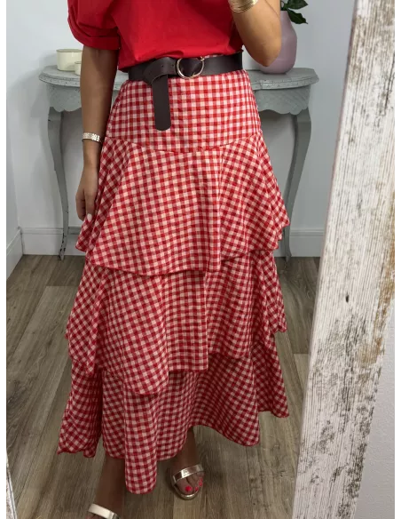 Falda Ginebra de cuadros rojo