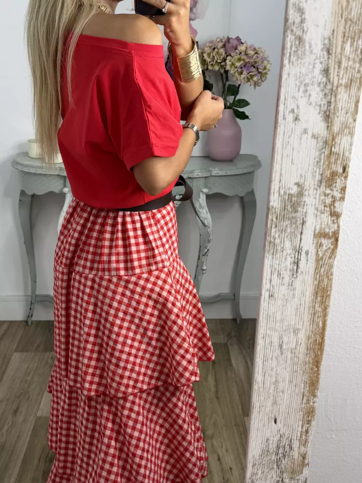 Falda Ginebra de cuadros rojo