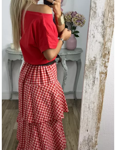 Falda Ginebra de cuadros rojo
