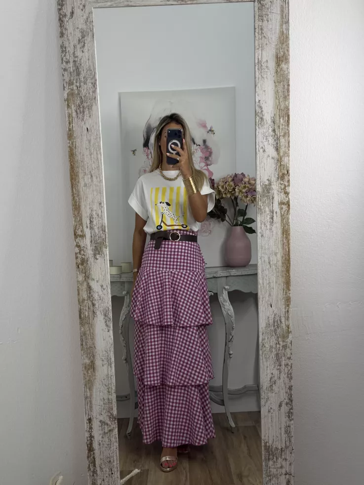 Falda Ginebra de cuadros rosa