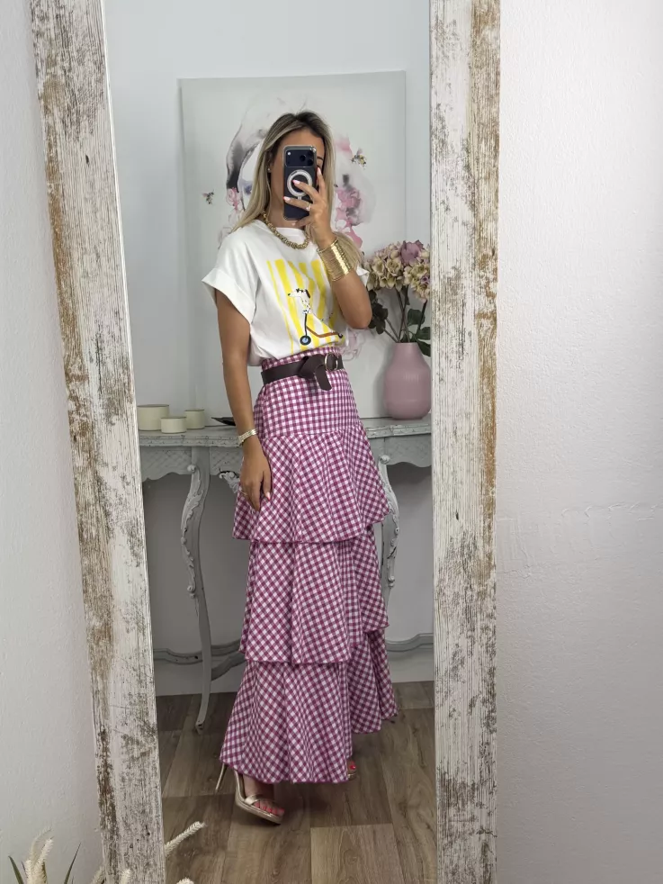 Falda Ginebra de cuadros rosa