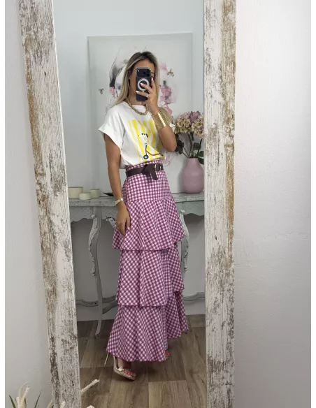 Falda Ginebra de cuadros rosa