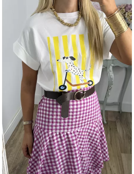 Falda Ginebra de cuadros rosa