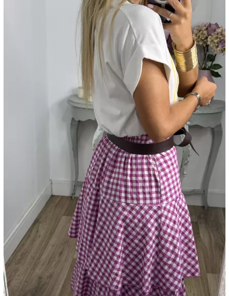 Falda Ginebra de cuadros rosa
