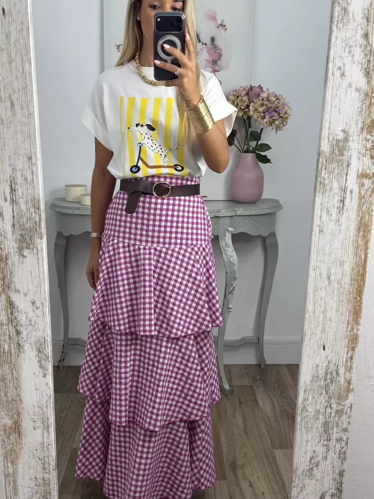 Falda Ginebra de cuadros rosa