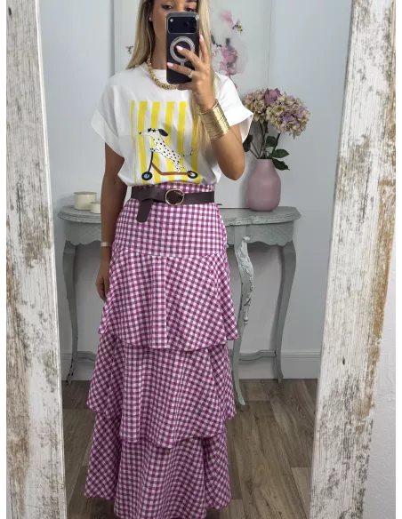 Falda Ginebra de cuadros rosa