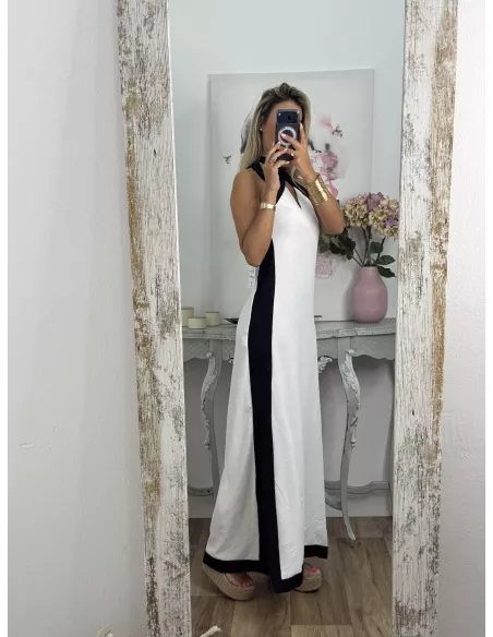 Vestido Alba blanco y negro