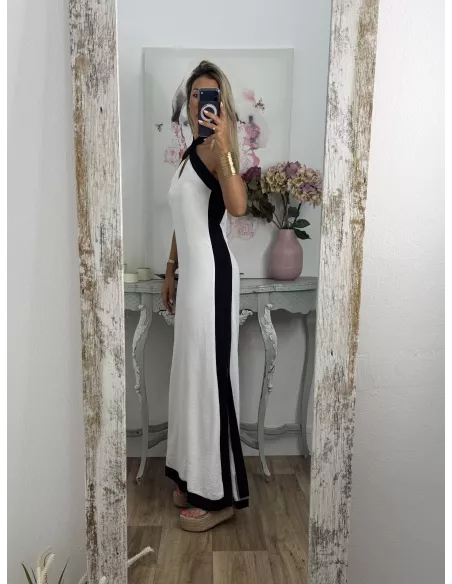 Vestido Alba blanco y negro