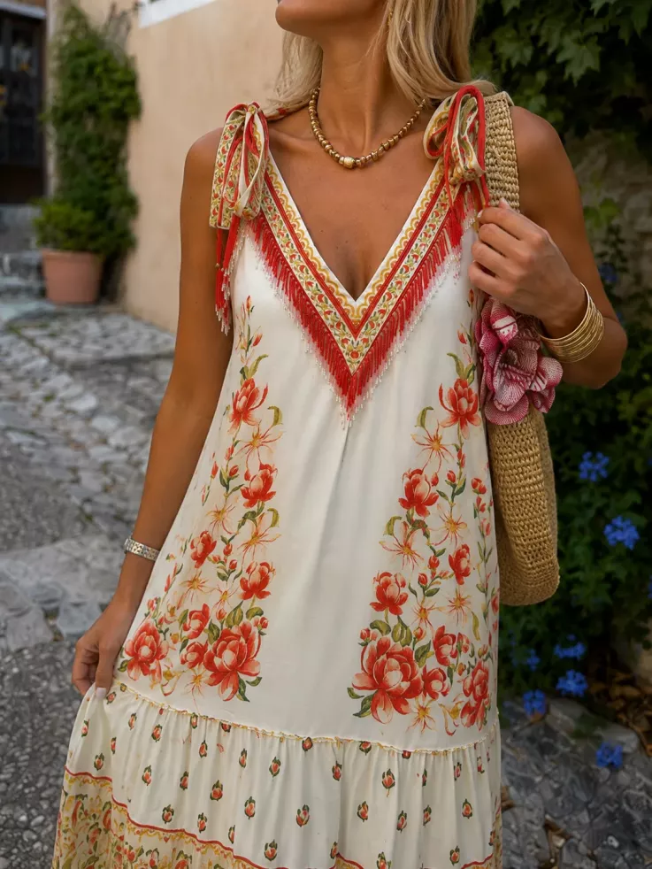 Vestido Hawái estampado suelto