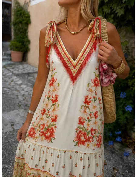 Vestido Hawái estampado suelto