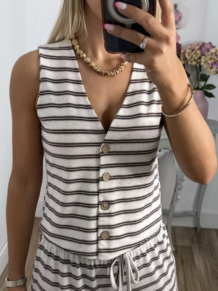 Conjunto Boston de rayas choco