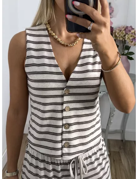 Conjunto Boston de rayas choco