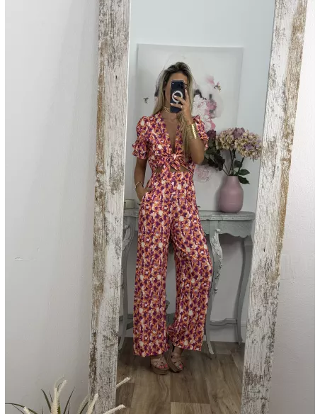 Conjunto Cairo  estampado naranja y buganvilla