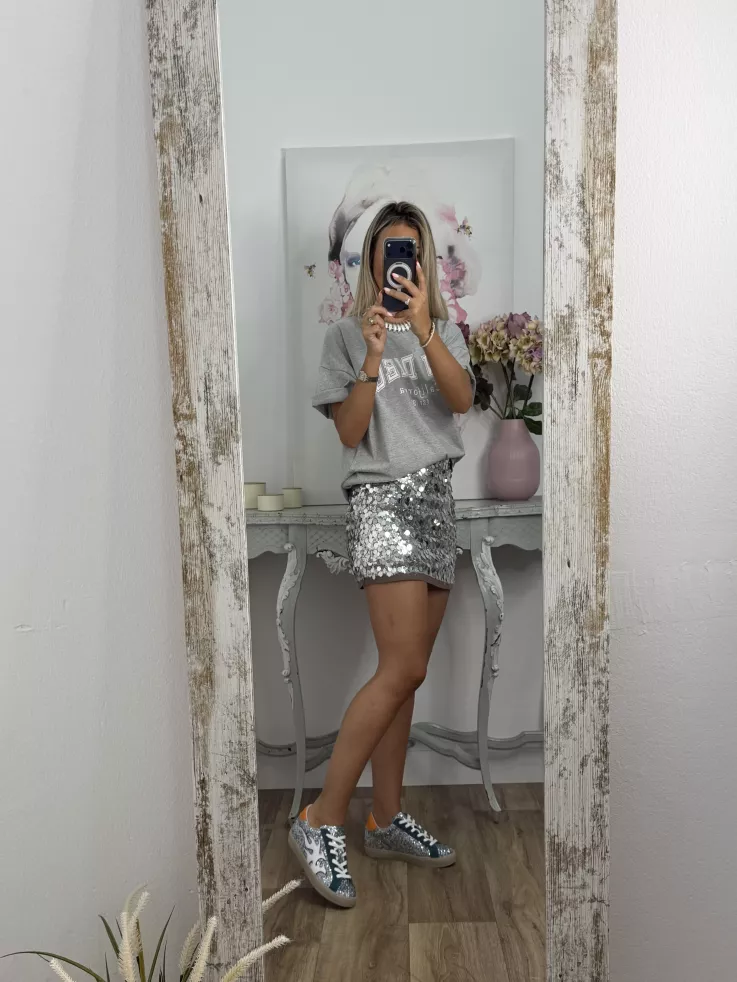 Zapatillas glitter plateado y naranja