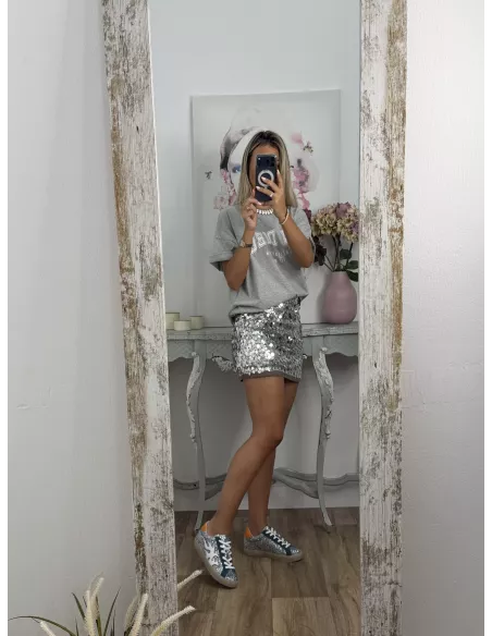 Zapatillas glitter plateado y naranja