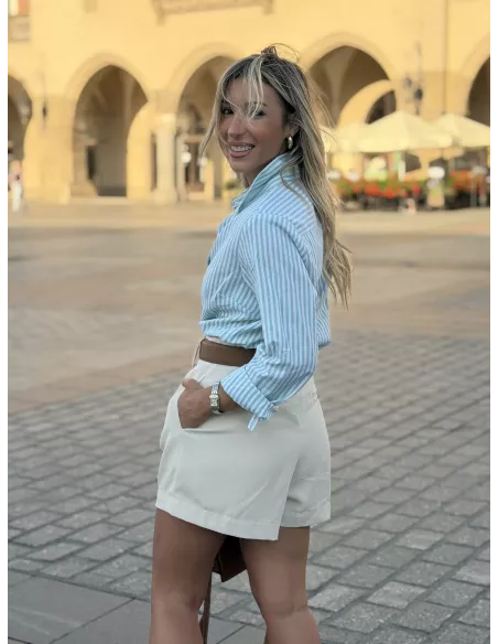 Camisa Rayas fina verde y blanca