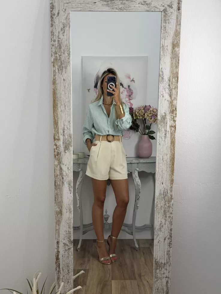 Camisa Rayas fina verde y blanca