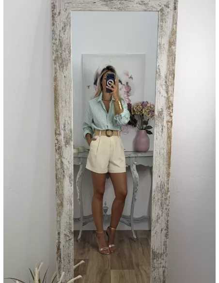 Camisa Rayas fina verde y blanca
