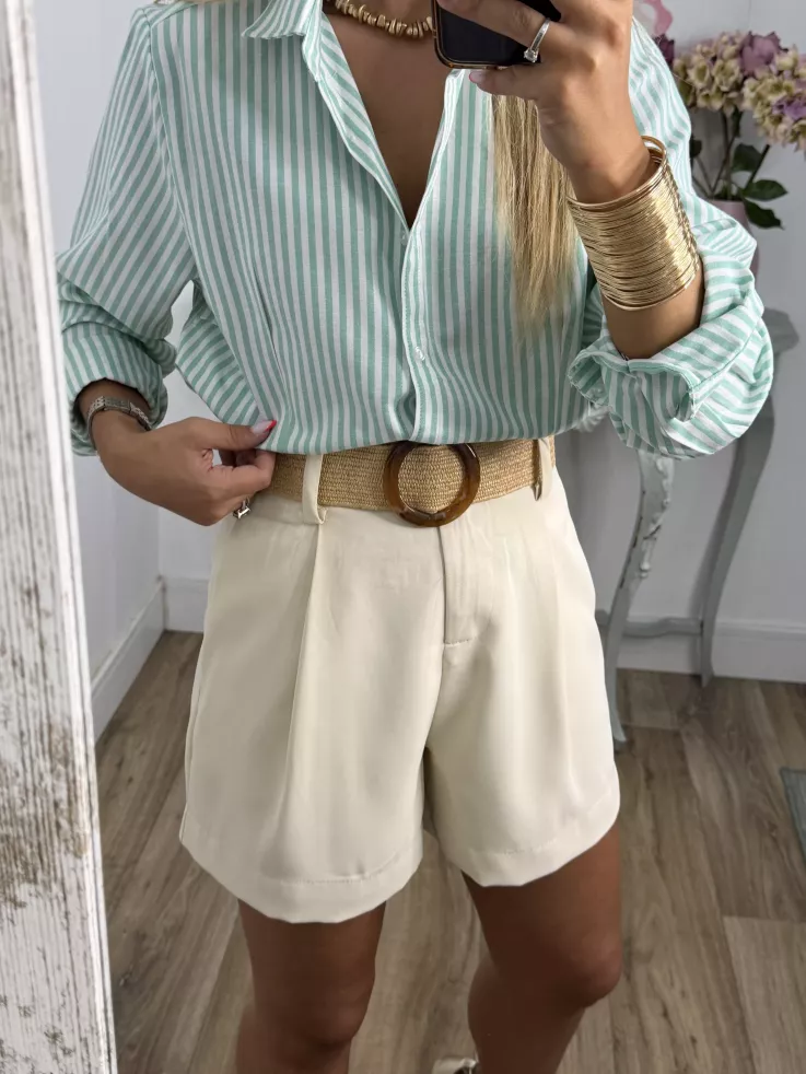 Camisa Rayas fina verde y blanca