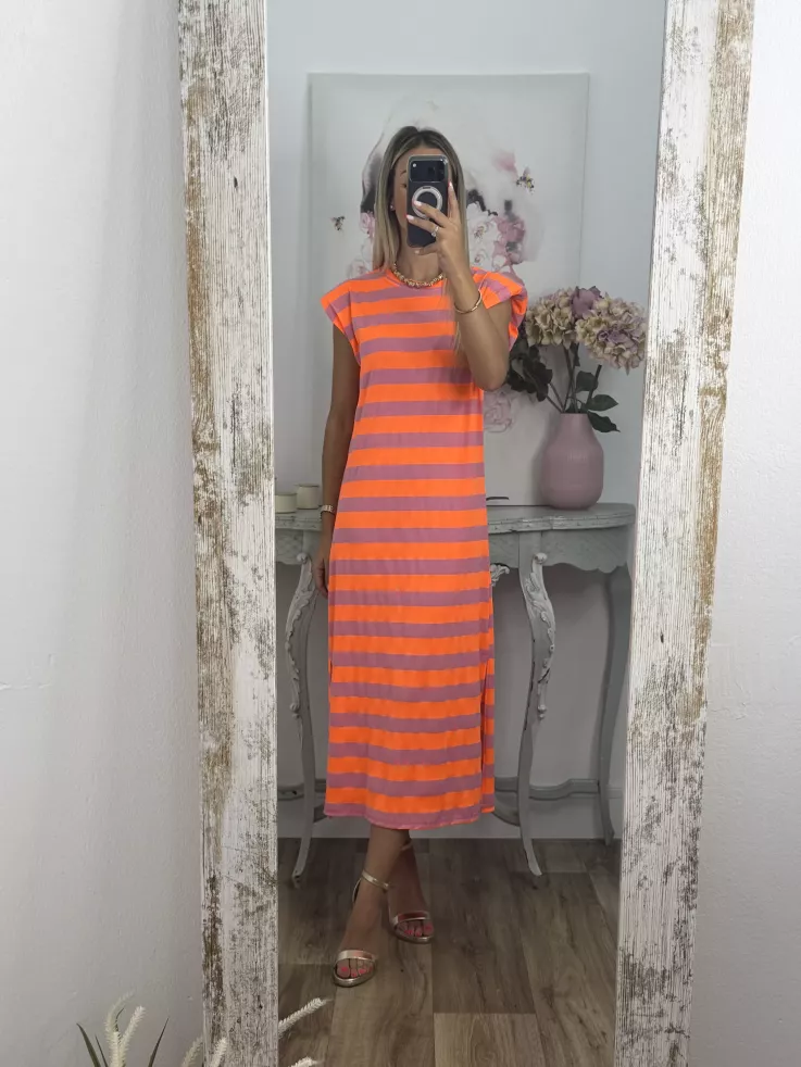 Vestido Trendy flúor naranja y malva