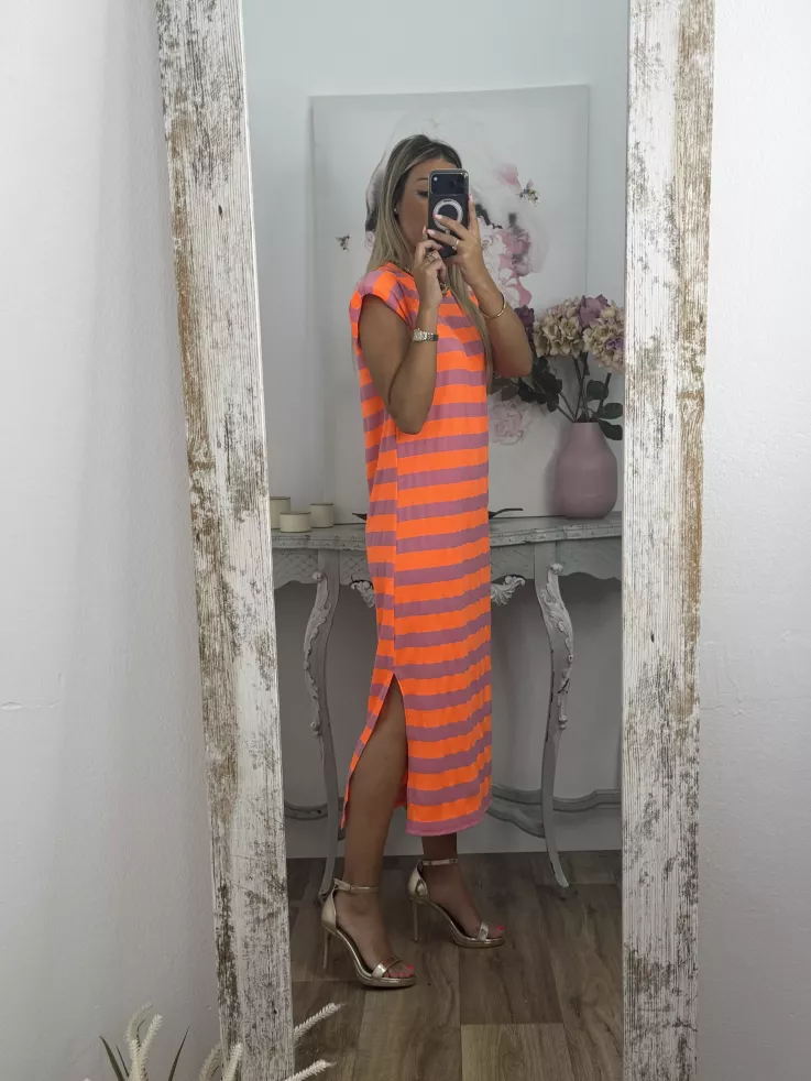 Vestido Trendy flúor naranja y malva