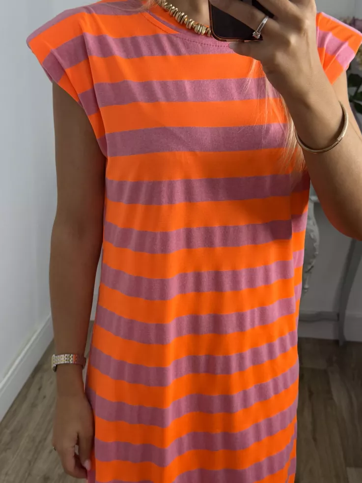 Vestido Trendy flúor naranja y malva