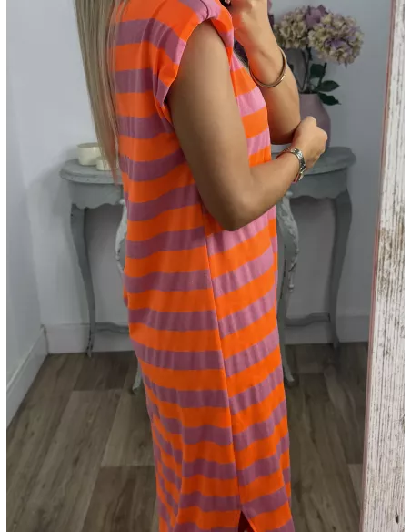 Vestido Trendy flúor naranja y malva