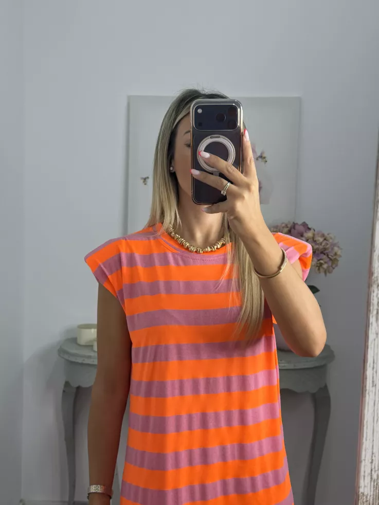 Vestido Trendy flúor naranja y malva