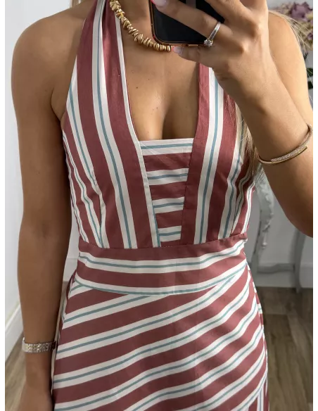 Vestido Aura rayas teja