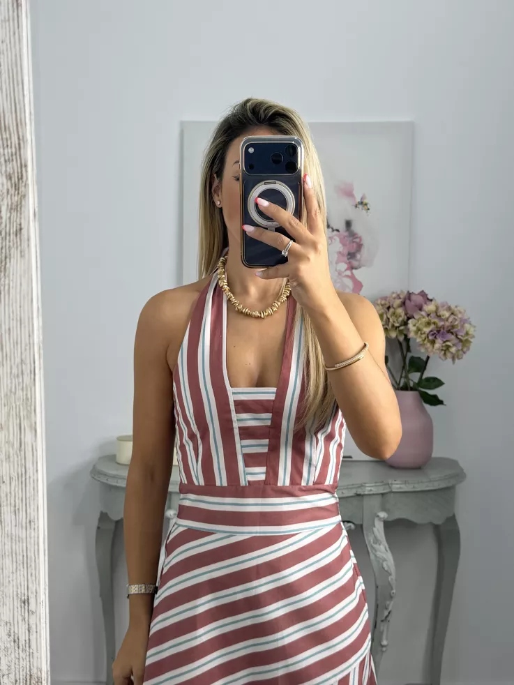 Vestido Aura rayas teja
