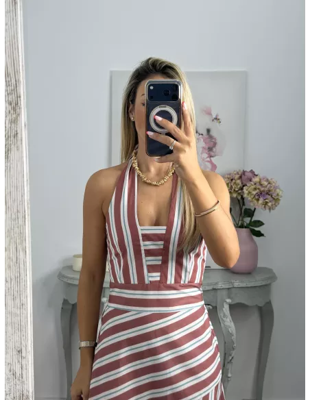 Vestido Aura rayas teja