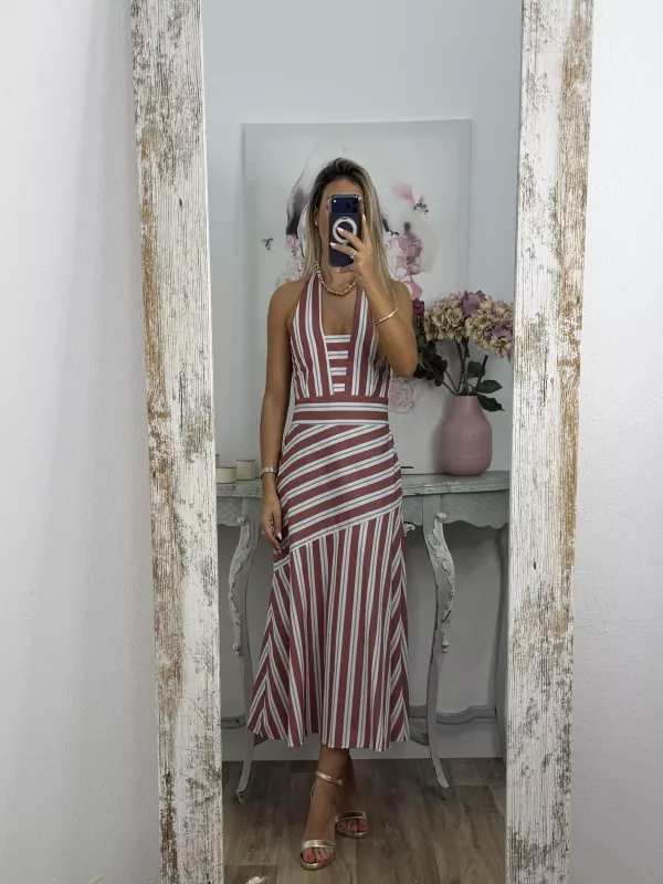 Vestido Aura rayas teja