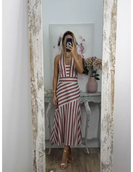 Vestido Aura rayas teja