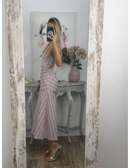 Vestido Aura rayas rosa