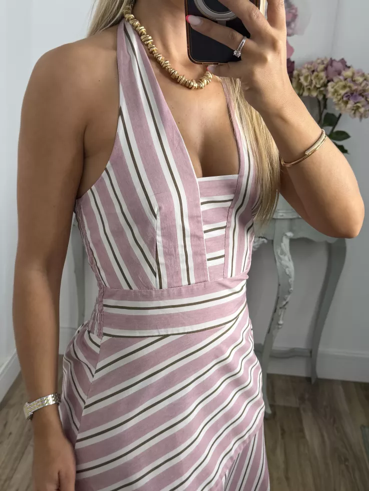 Vestido Aura rayas rosa