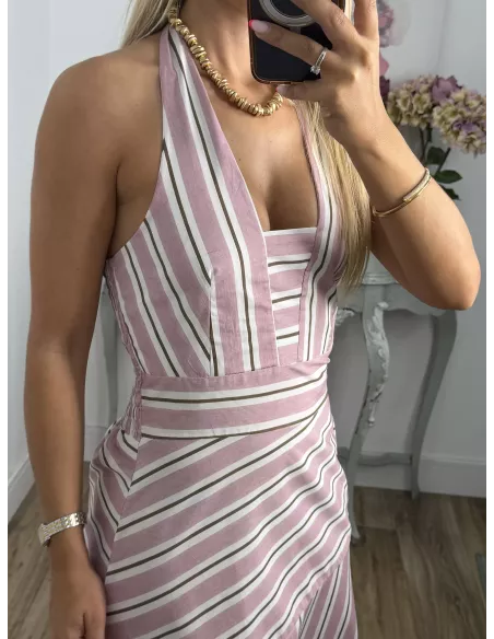 Vestido Aura rayas rosa