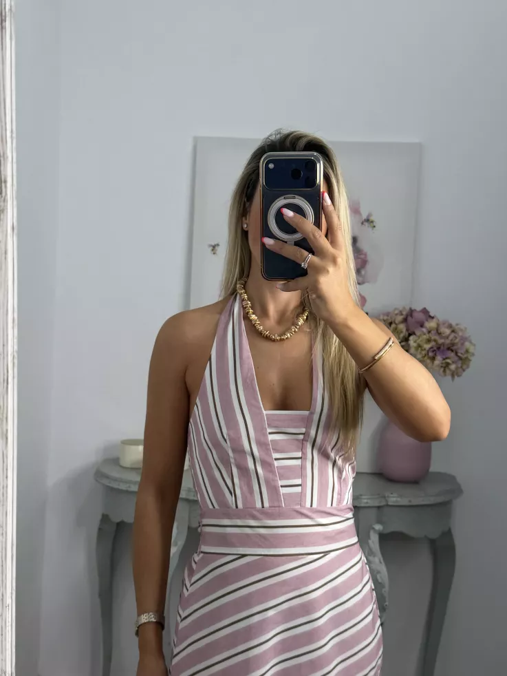 Vestido Aura rayas rosa