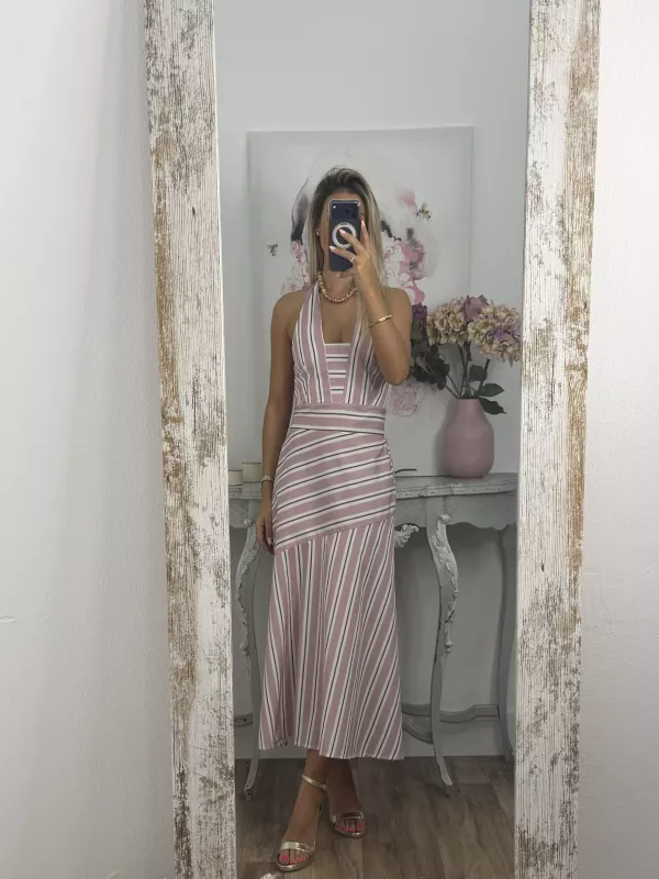 Vestido Aura rayas rosa
