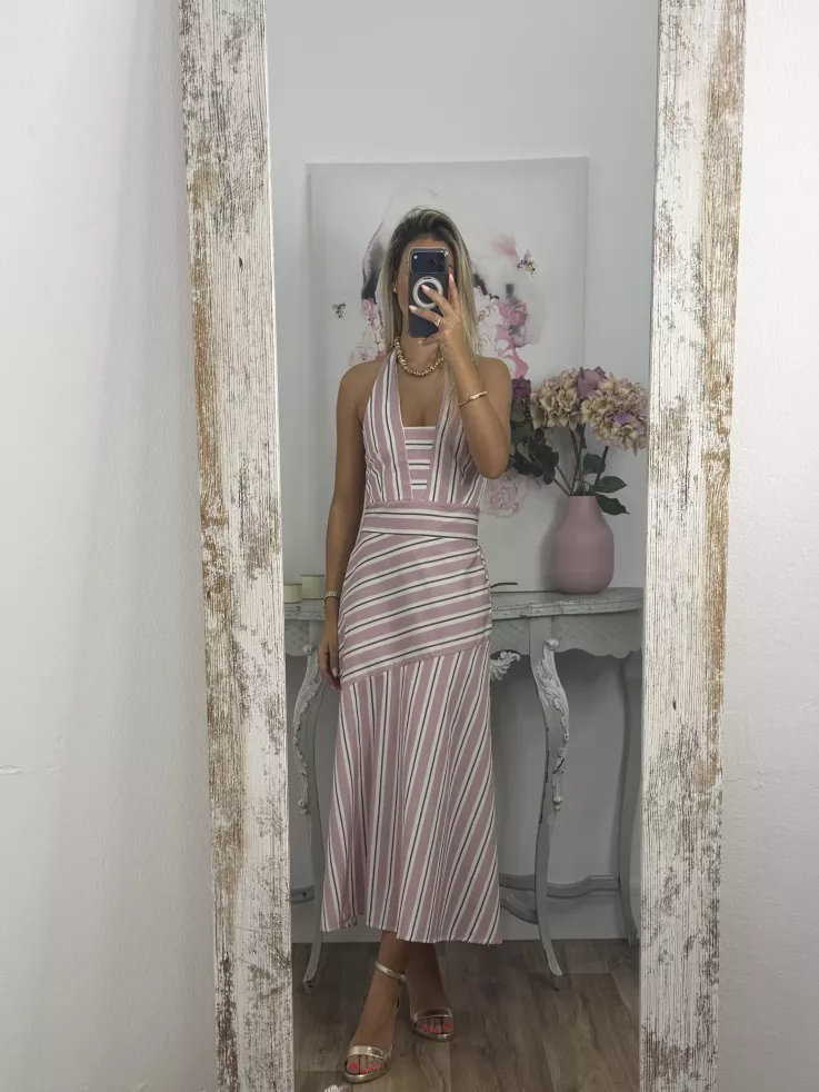 Vestido Aura rayas rosa