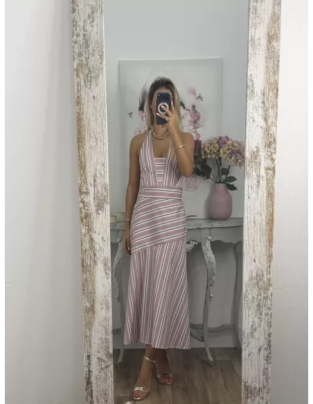 Vestido Aura rayas rosa