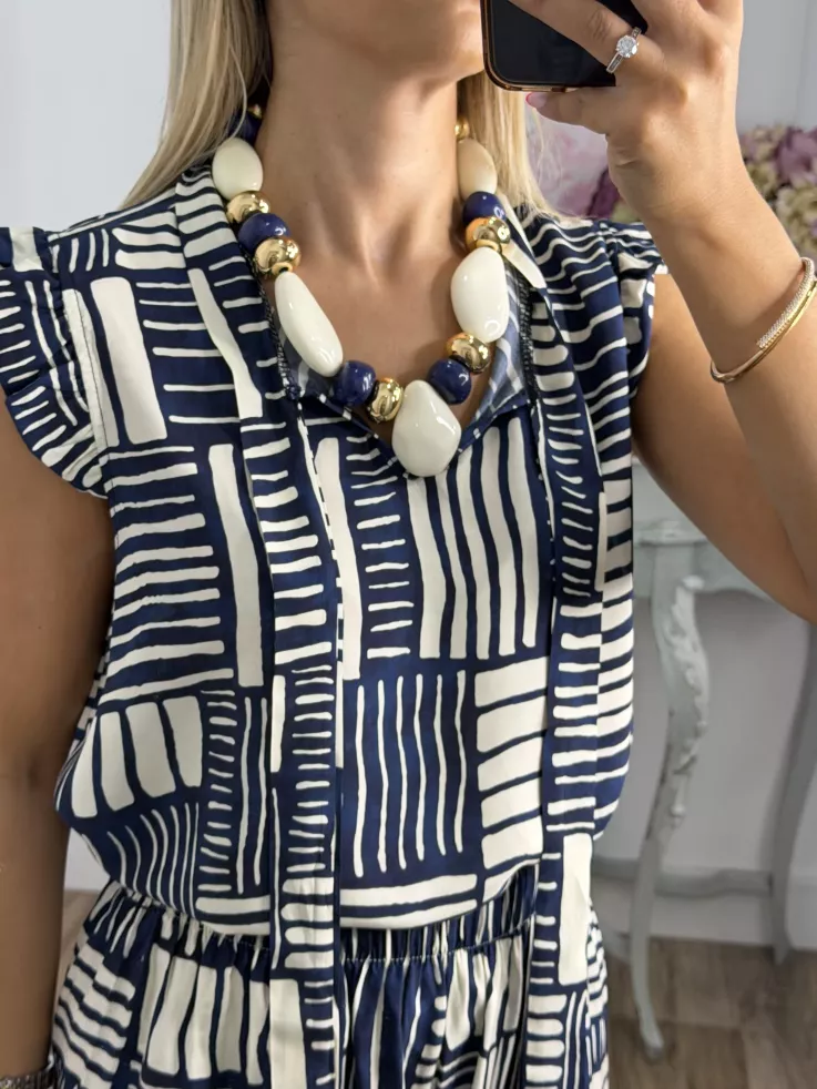 Colgante grande azul y blanco