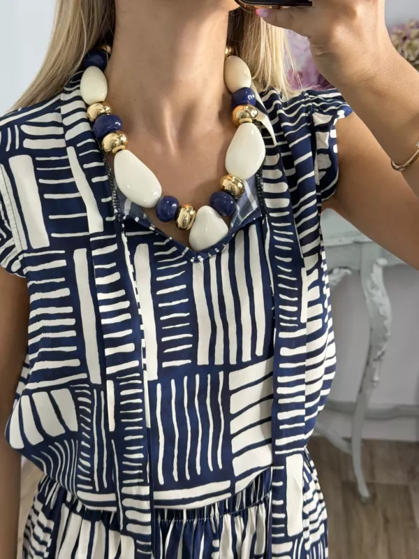 Colgante grande azul y blanco